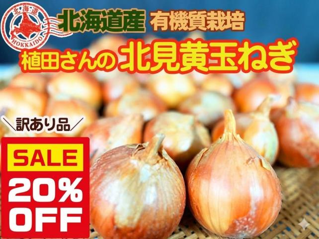 農薬不使用･無化学肥料【訳あり】有機質農法・自家採種「北見黄玉ねぎ」
